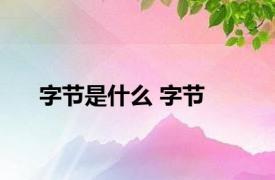 字节是什么 字节 