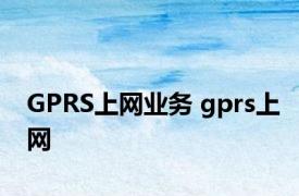 GPRS上网业务 gprs上网 