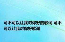 可不可以让我对你好的歌词 可不可以让我对你好歌词 