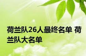 荷兰队26人最终名单 荷兰队大名单 