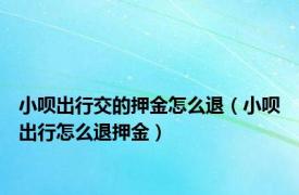 小呗出行交的押金怎么退（小呗出行怎么退押金）