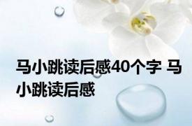 马小跳读后感40个字 马小跳读后感 