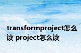 transformproject怎么读 project怎么读 