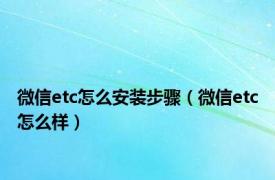 微信etc怎么安装步骤（微信etc怎么样）