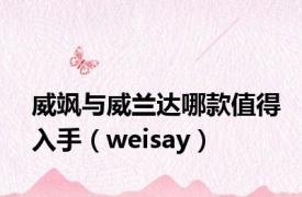 威飒与威兰达哪款值得入手（weisay）