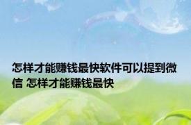 怎样才能赚钱最快软件可以提到微信 怎样才能赚钱最快 