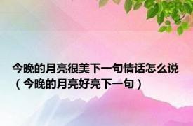 今晚的月亮很美下一句情话怎么说（今晚的月亮好亮下一句）