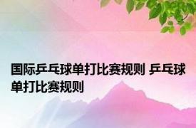 国际乒乓球单打比赛规则 乒乓球单打比赛规则 