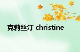 克莉丝汀 christine 