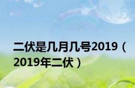 二伏是几月几号2019（2019年二伏）