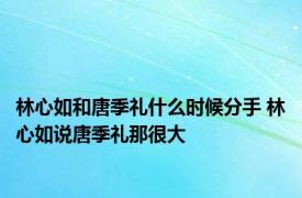 林心如和唐季礼什么时候分手 林心如说唐季礼那很大 