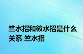 竺水招和筱水招是什么关系 竺水招 