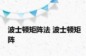 波士顿矩阵法 波士顿矩阵 