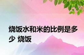 烧饭水和米的比例是多少 烧饭 