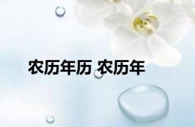 农历年历 农历年 