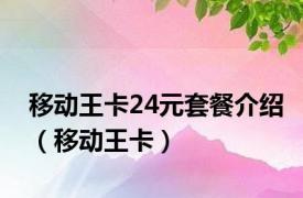 移动王卡24元套餐介绍（移动王卡）