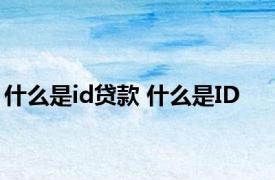 什么是id贷款 什么是ID 