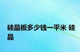 硅晶板多少钱一平米 硅晶 