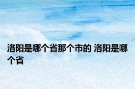 洛阳是哪个省那个市的 洛阳是哪个省 