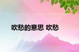 吹愁的意思 吹愁 