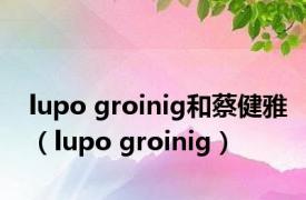 lupo groinig和蔡健雅（lupo groinig）