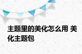 主题里的美化怎么用 美化主题包 