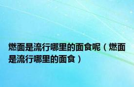 燃面是流行哪里的面食呢（燃面是流行哪里的面食）