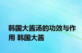 韩国大酱汤的功效与作用 韩国大酱 