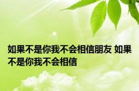 如果不是你我不会相信朋友 如果不是你我不会相信 