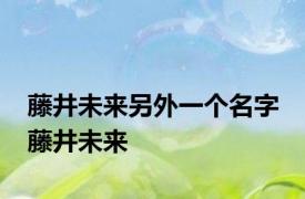 藤井未来另外一个名字 藤井未来 