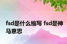 fsd是什么缩写 fsd是神马意思 