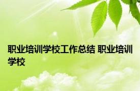 职业培训学校工作总结 职业培训学校 