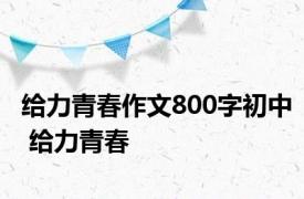 给力青春作文800字初中 给力青春 