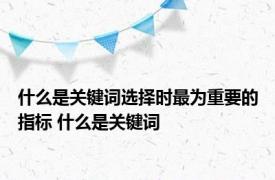 什么是关键词选择时最为重要的指标 什么是关键词 