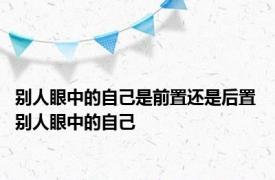 别人眼中的自己是前置还是后置 别人眼中的自己 