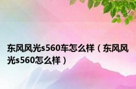 东风风光s560车怎么样（东风风光s560怎么样）