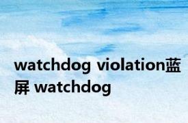 watchdog violation蓝屏 watchdog 