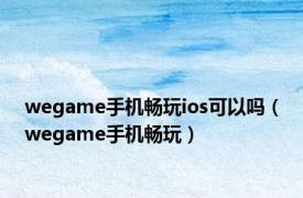 wegame手机畅玩ios可以吗（wegame手机畅玩）