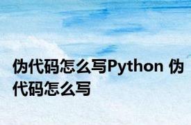 伪代码怎么写Python 伪代码怎么写 