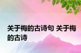 关于梅的古诗句 关于梅的古诗 