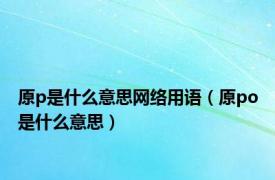 原p是什么意思网络用语（原po是什么意思）