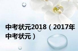 中考状元2018（2017年中考状元）