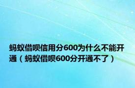 蚂蚁借呗信用分600为什么不能开通（蚂蚁借呗600分开通不了）