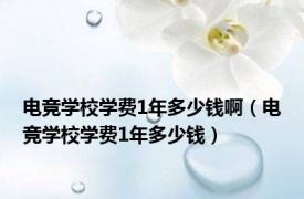 电竞学校学费1年多少钱啊（电竞学校学费1年多少钱）