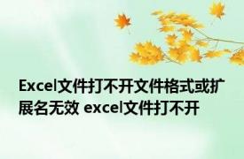 Excel文件打不开文件格式或扩展名无效 excel文件打不开 