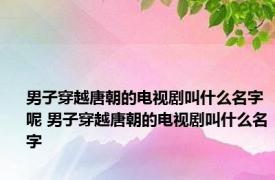 男子穿越唐朝的电视剧叫什么名字呢 男子穿越唐朝的电视剧叫什么名字