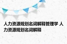 人力资源规划名词解释管理学 人力资源规划名词解释 