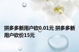 拼多多新用户砍0.01元 拼多多新用户砍价15元 