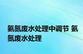 氨氮废水处理中调节 氨氮废水处理 