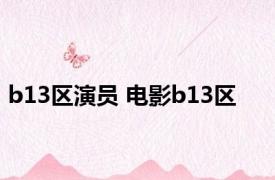 b13区演员 电影b13区 